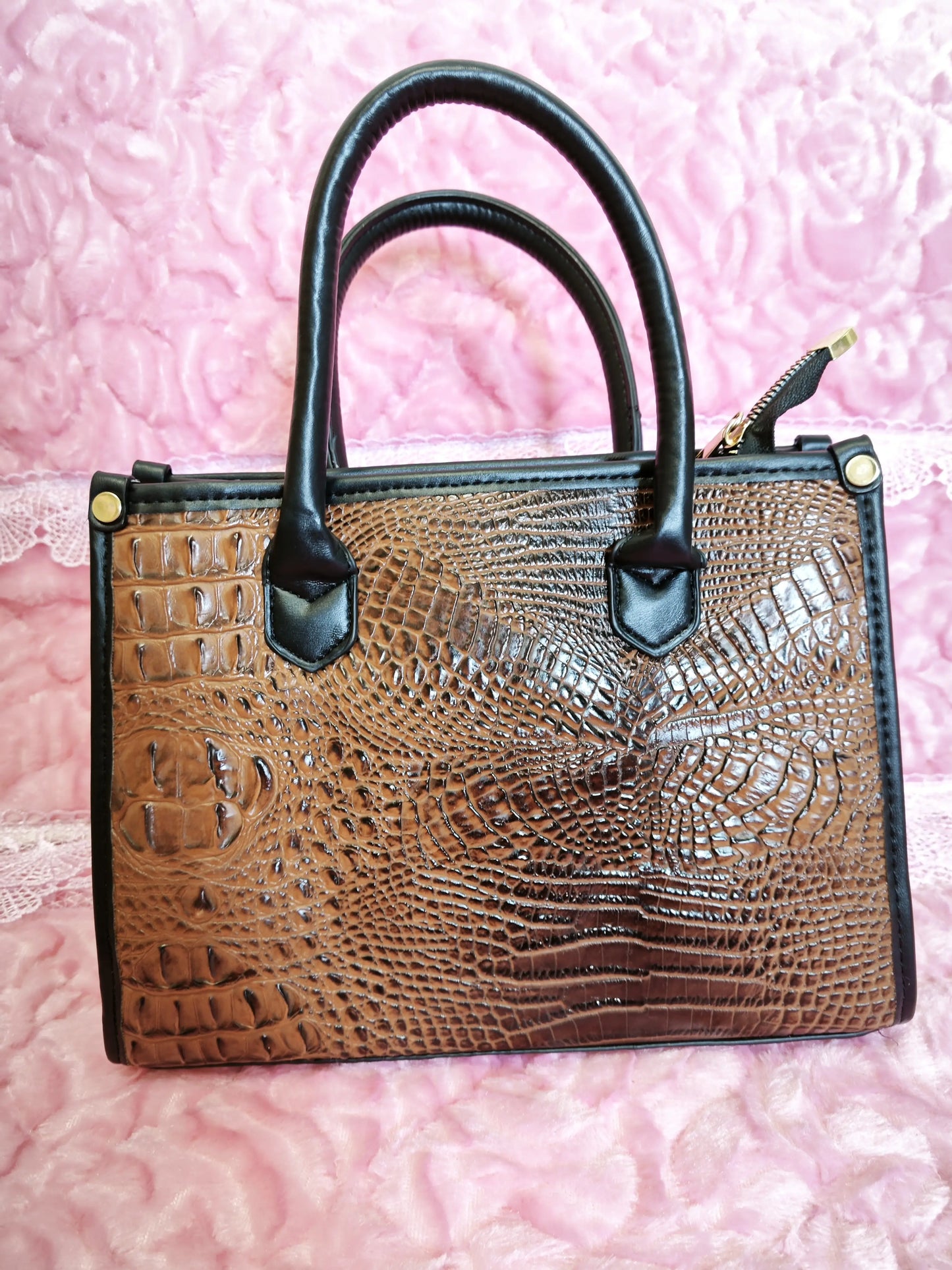 Brown Crocodile Texture Mother-Child Tote Bag (M71)