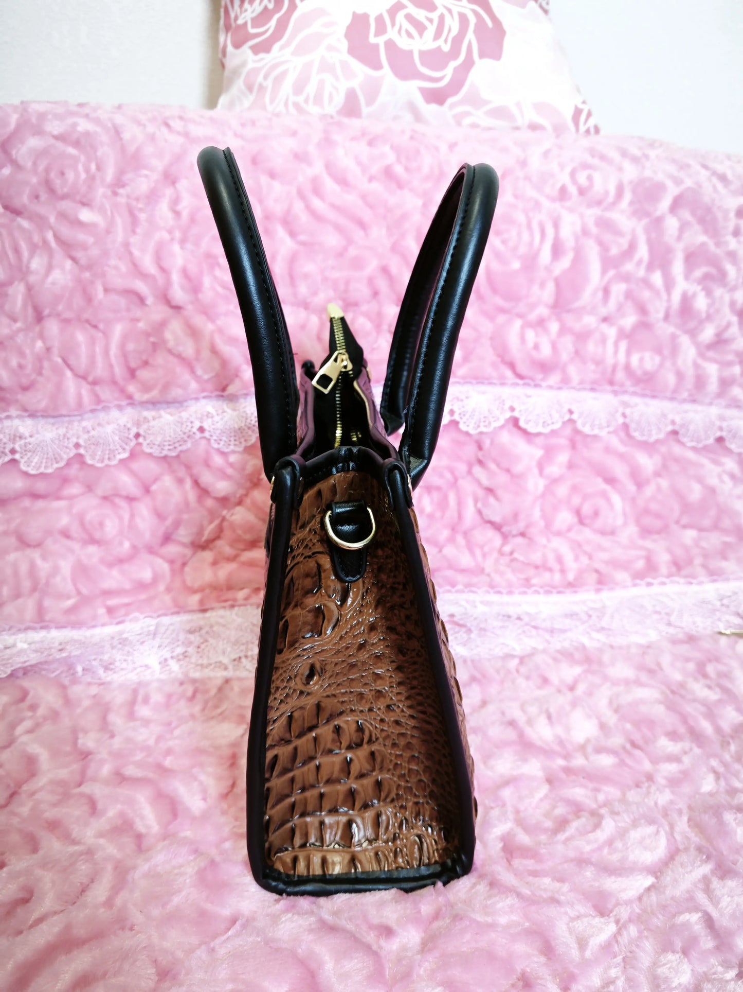 Brown Crocodile Texture Mother-Child Tote Bag (M71)