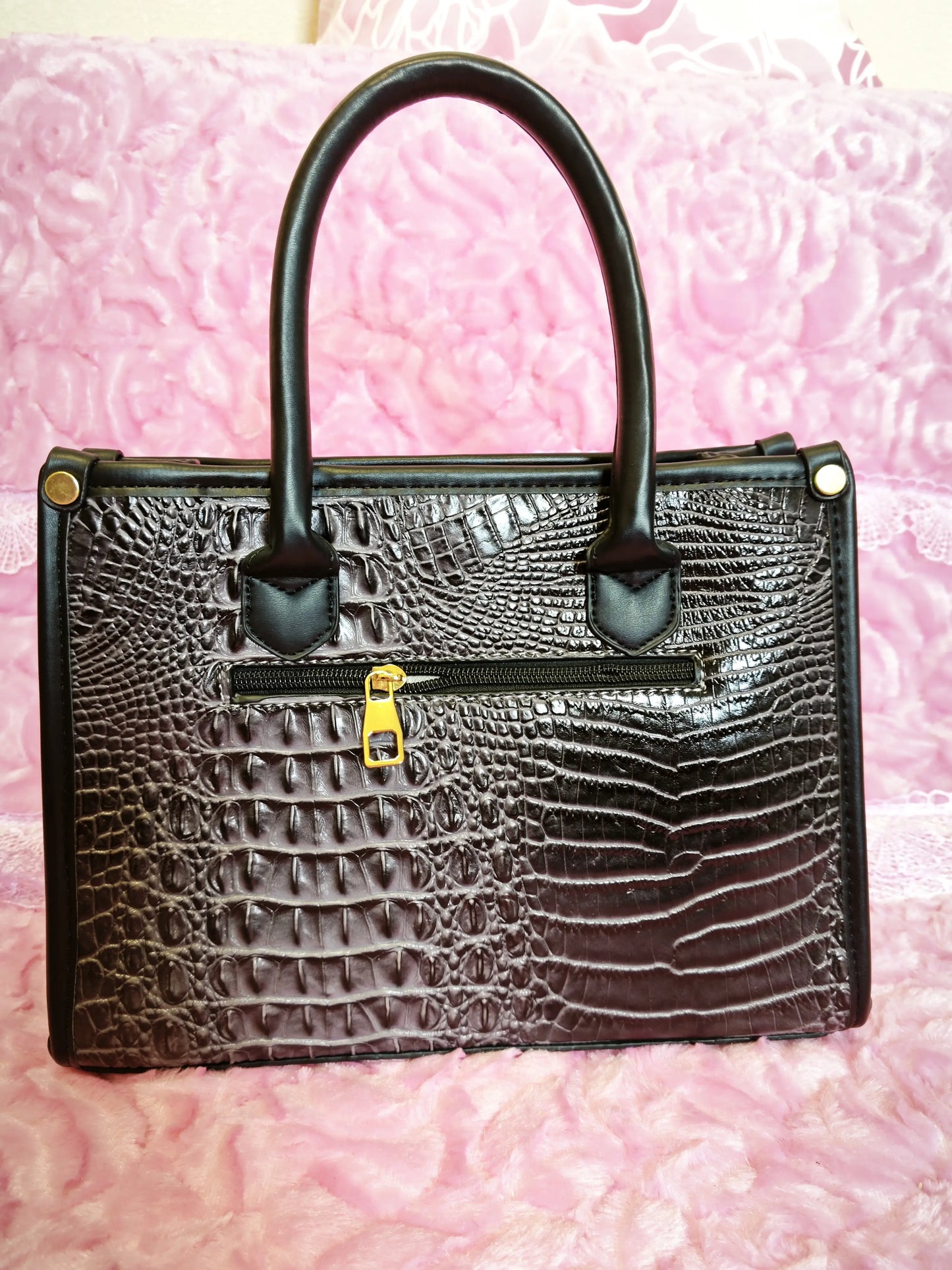 Dark Gray Crocodile Texture Mother-Child Tote Bag (M72)