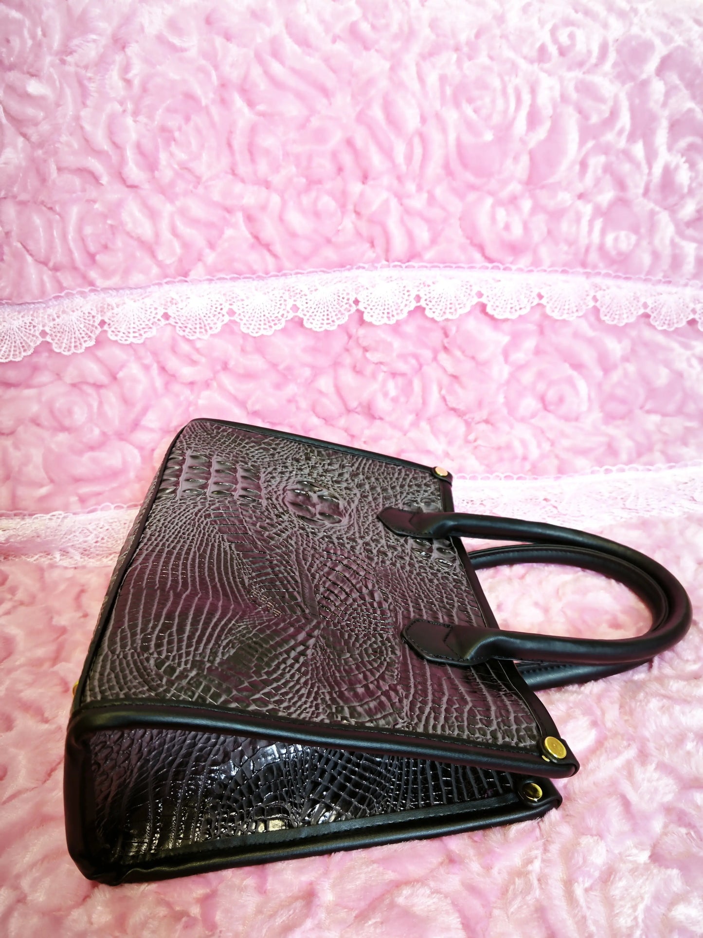 Dark Gray Crocodile Texture Mother-Child Tote Bag (M72)