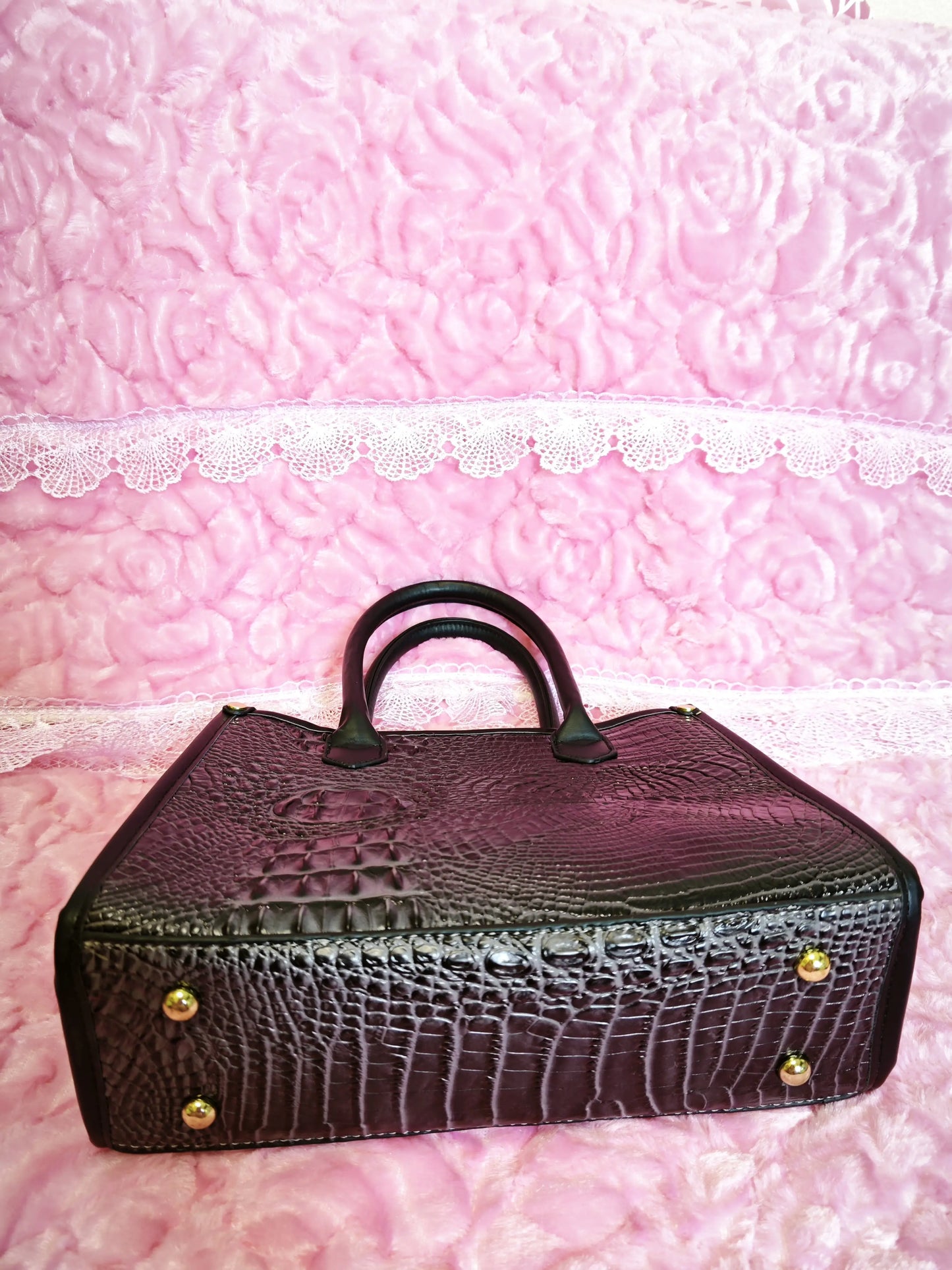 Dark Gray Crocodile Texture Mother-Child Tote Bag (M72)