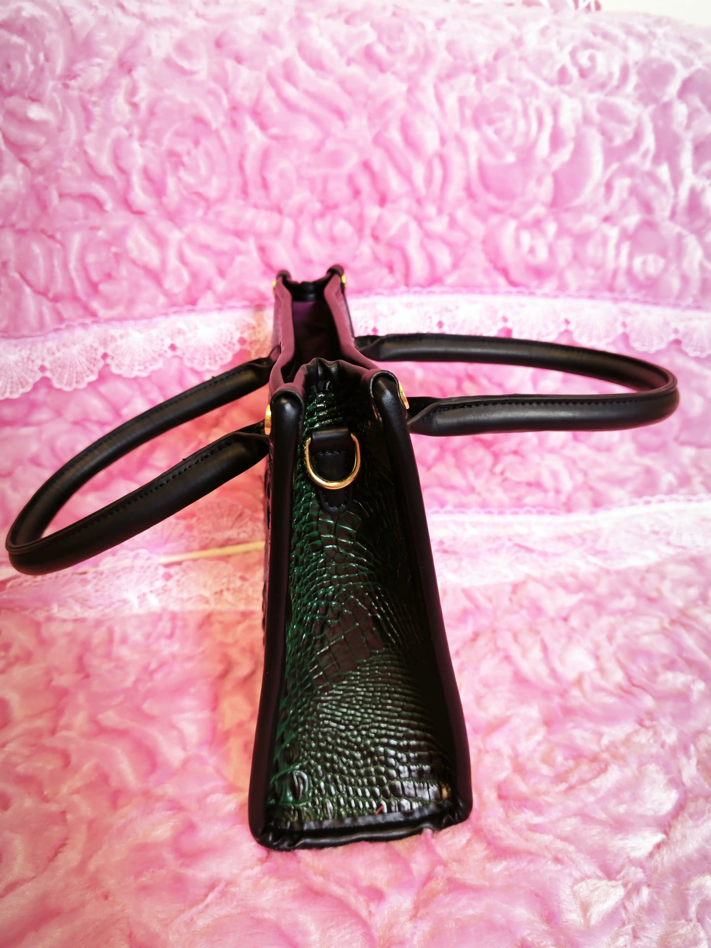 Dark Green Gradient Crocodile Texture Mother-Child Tote Bag (M77)