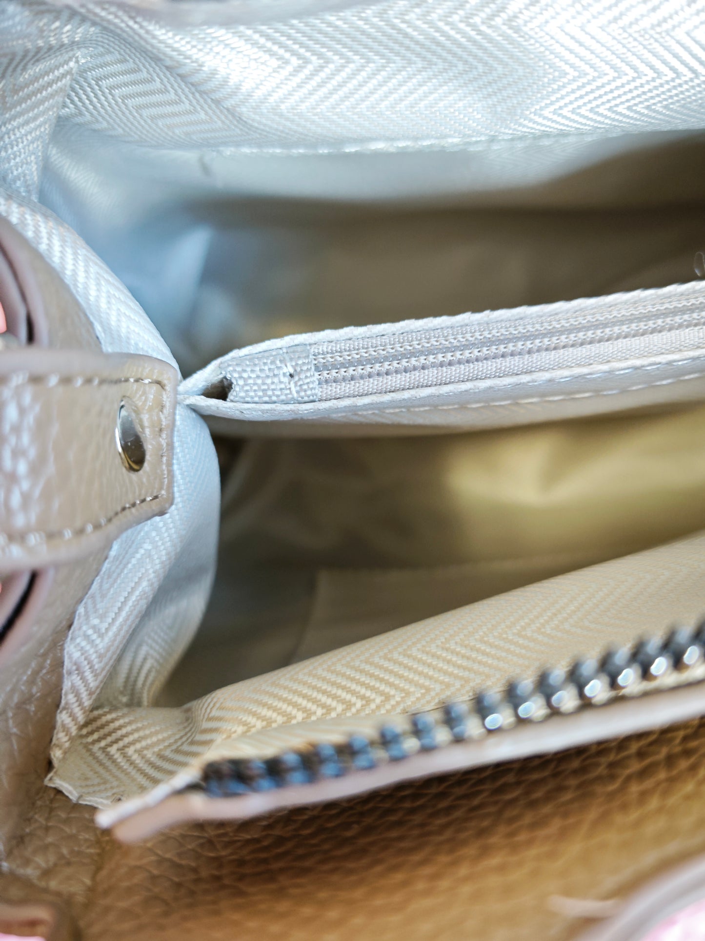 Light Brown Leather Handbag with Metal Buckle