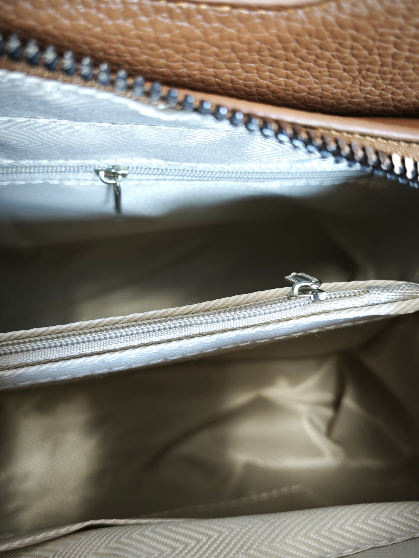 Tan Leather Handbag with Metal Buckle