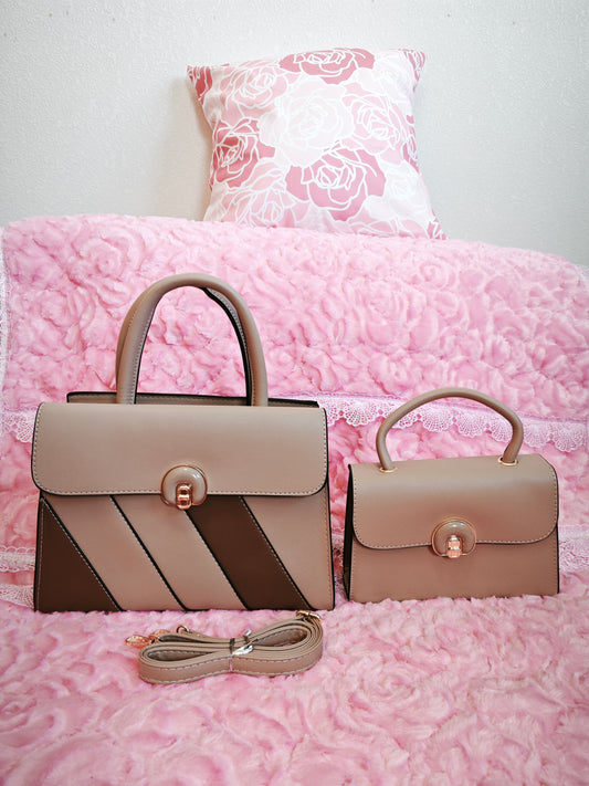 Light Brown Color-Block 2-Piece Handbag