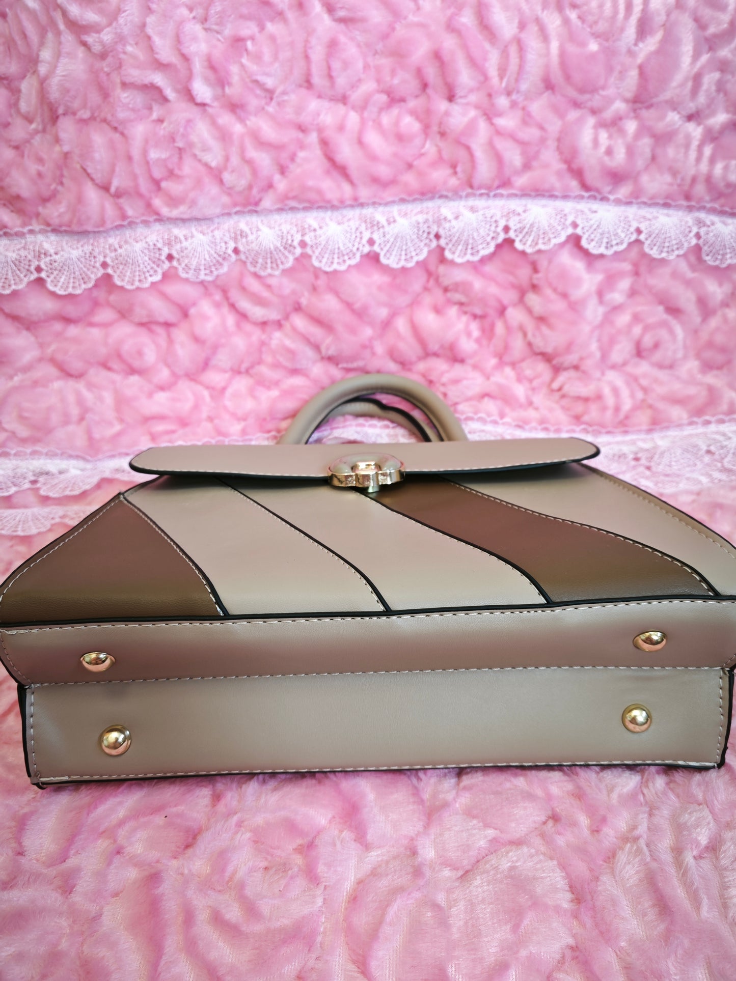 Light Brown Color-Block 2-Piece Handbag