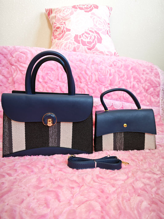 Navy & Stripe 2-Piece Handbag