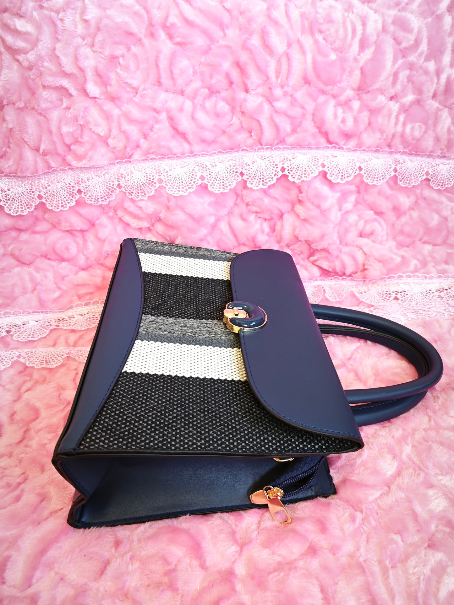 Navy & Stripe 2-Piece Handbag
