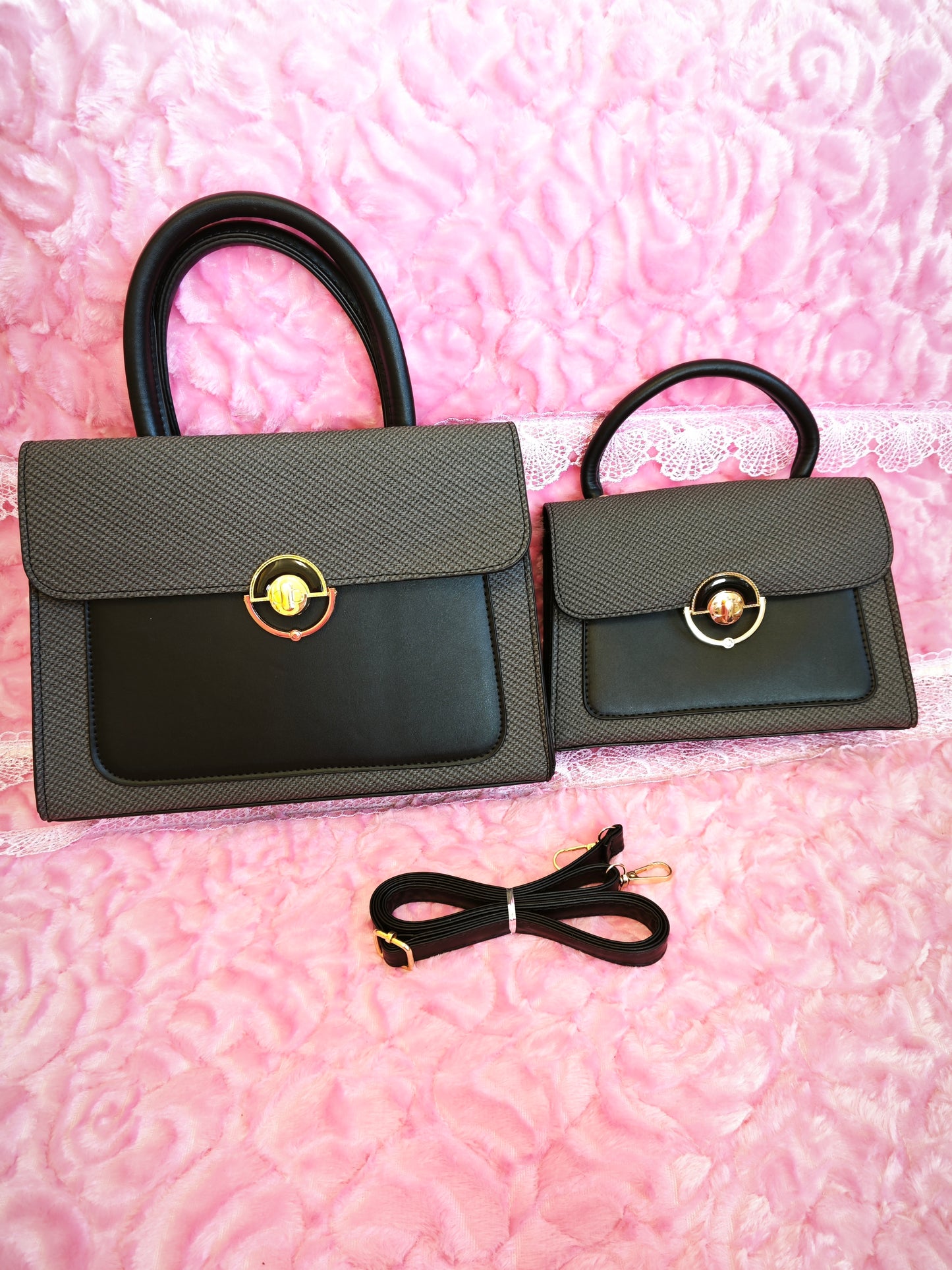 Charcoal & Black 2-Piece Handbag