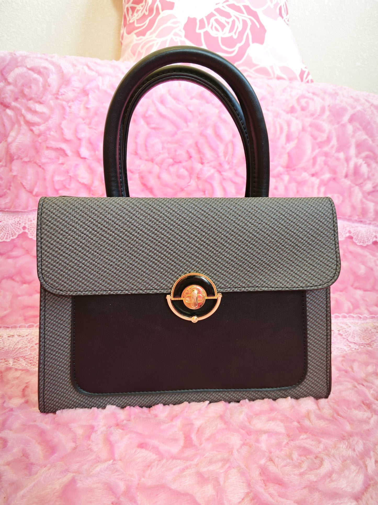 Charcoal & Black 2-Piece Handbag