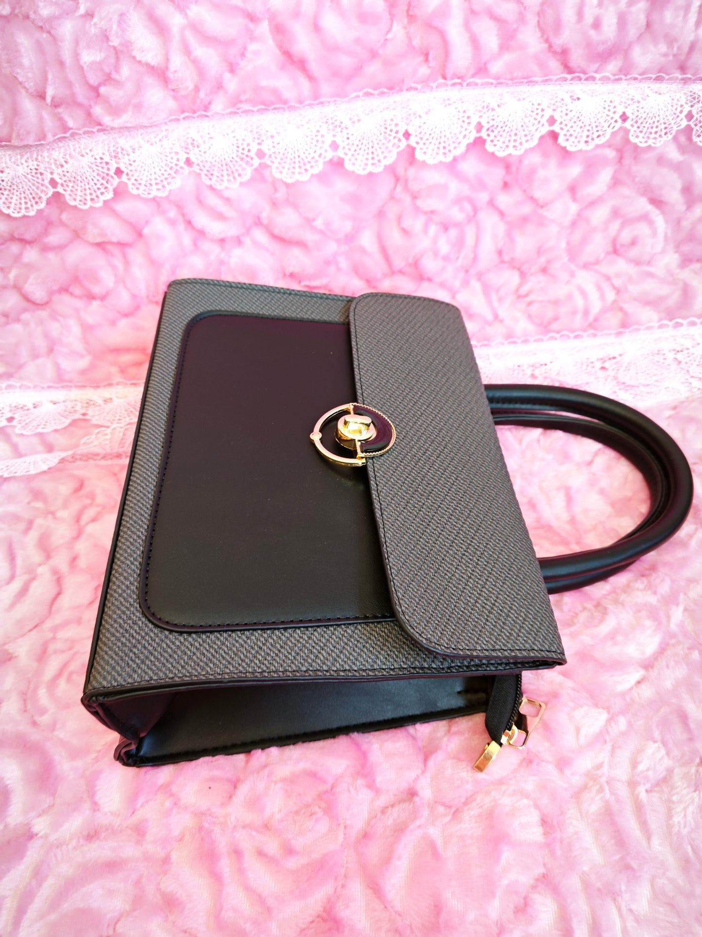 Charcoal & Black 2-Piece Handbag