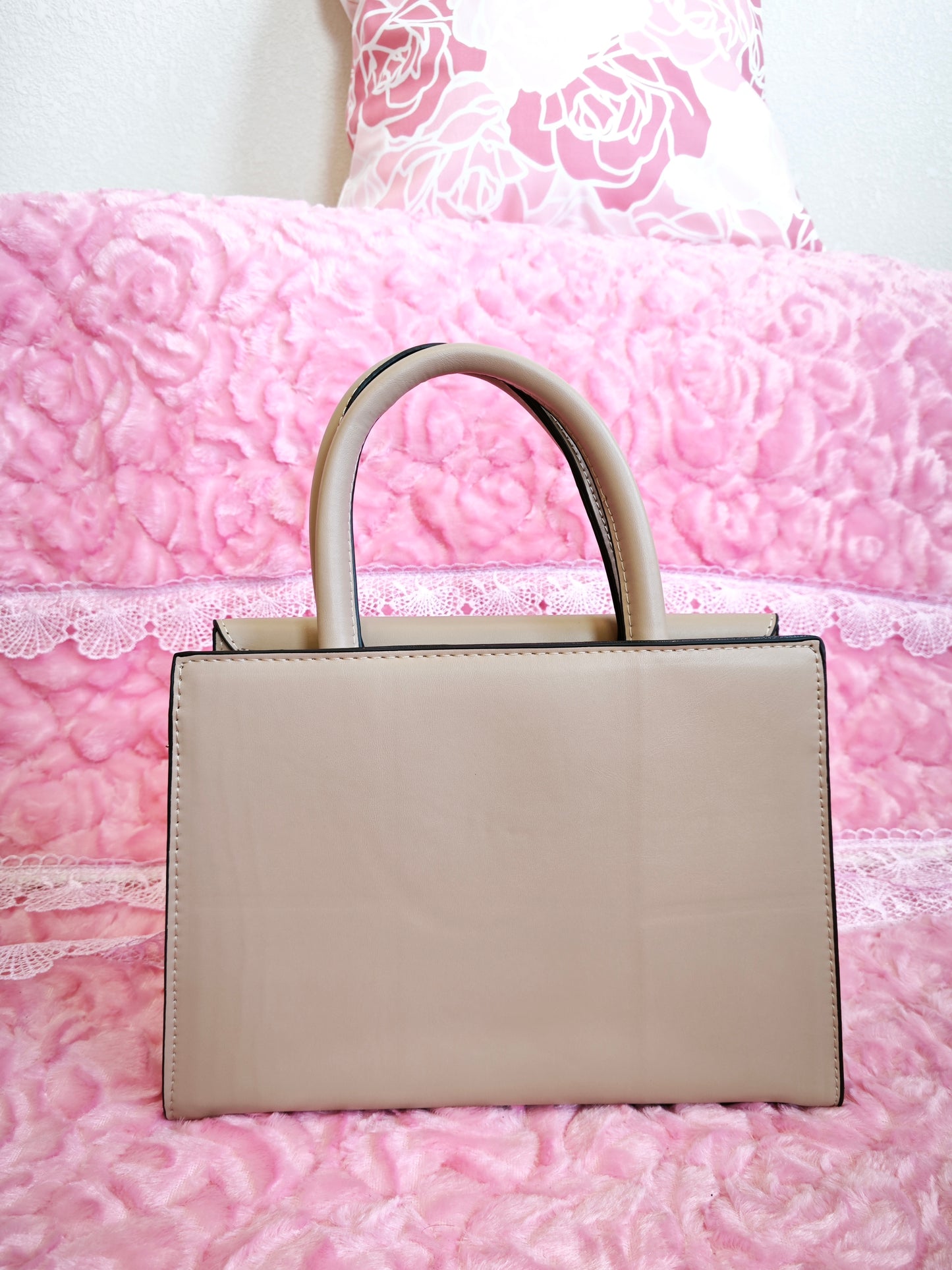 Light Khaki Pleated 2-Piece Handbag