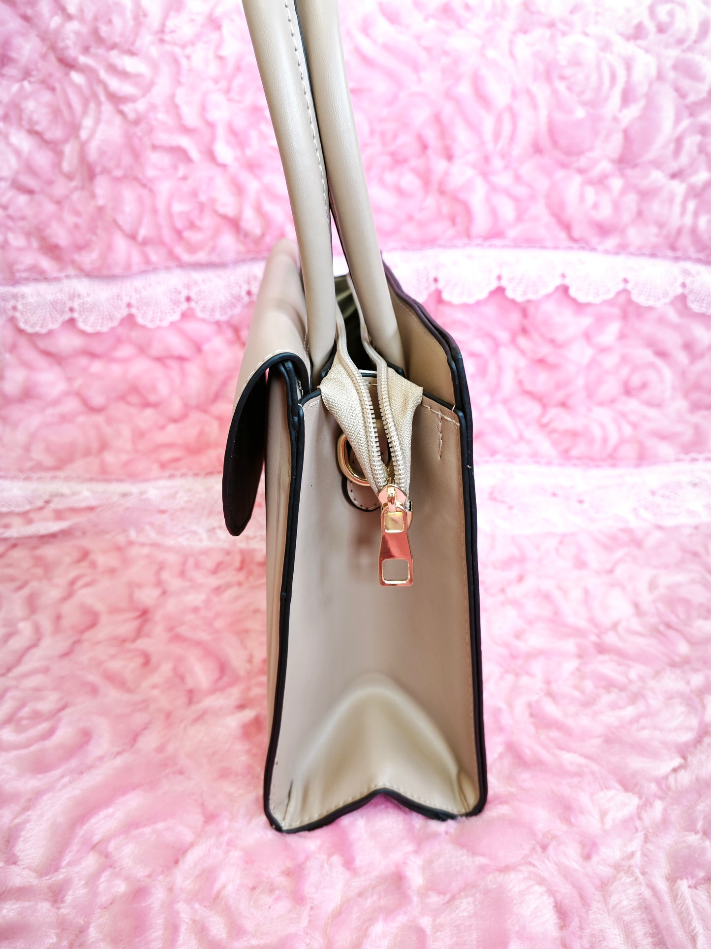 Light Khaki Pleated 2-Piece Handbag