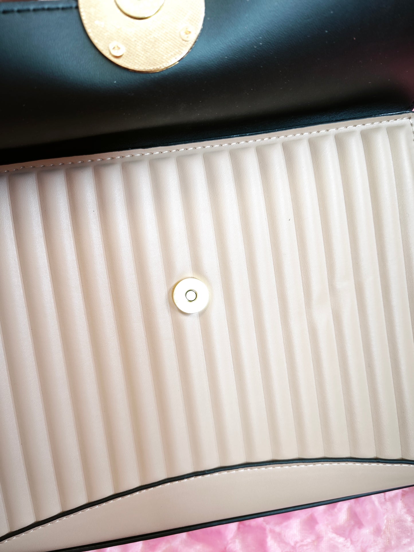 Light Khaki Pleated 2-Piece Handbag