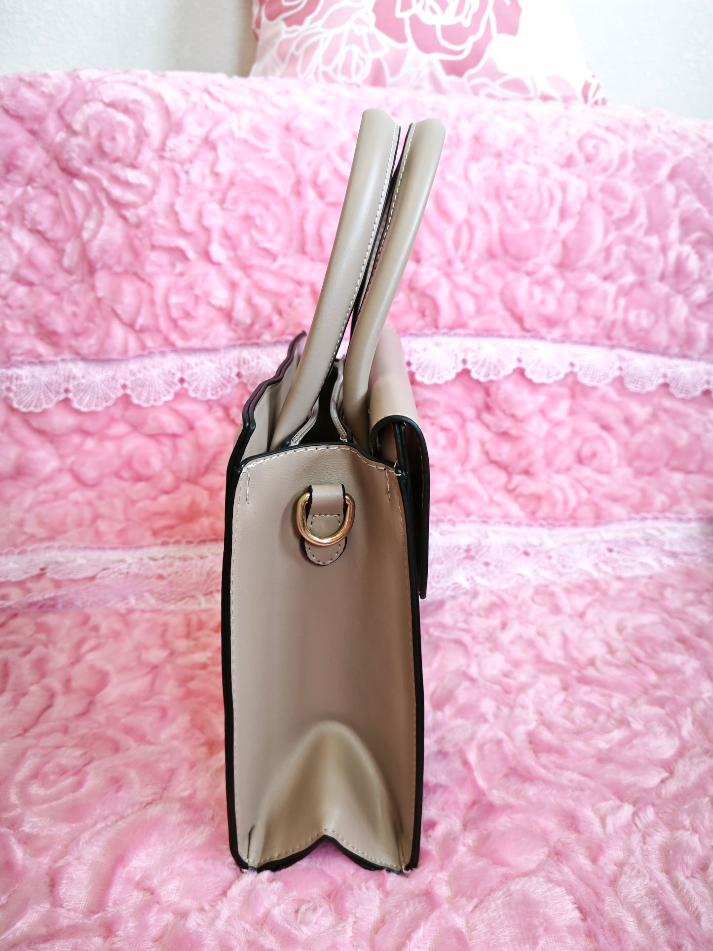 Light Khaki & Snake Print 2-Piece Handbag