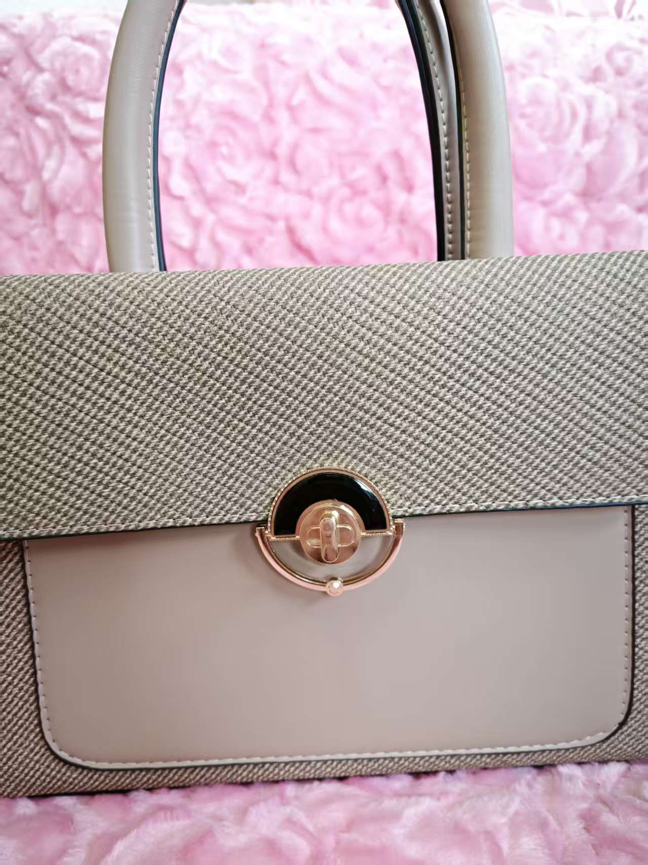 Light Brown Textured 2-Piece Handbag