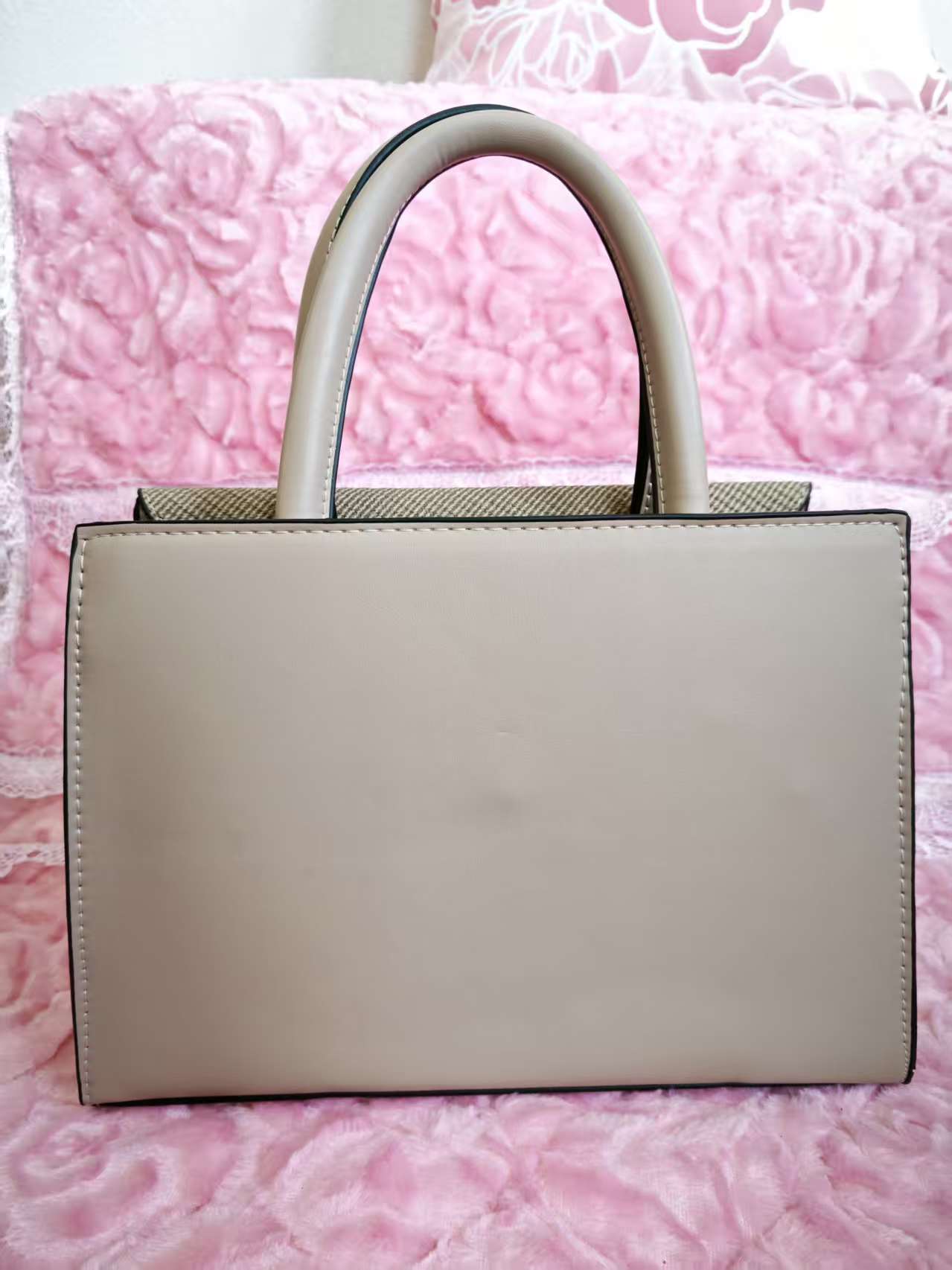 Light Brown Textured 2-Piece Handbag