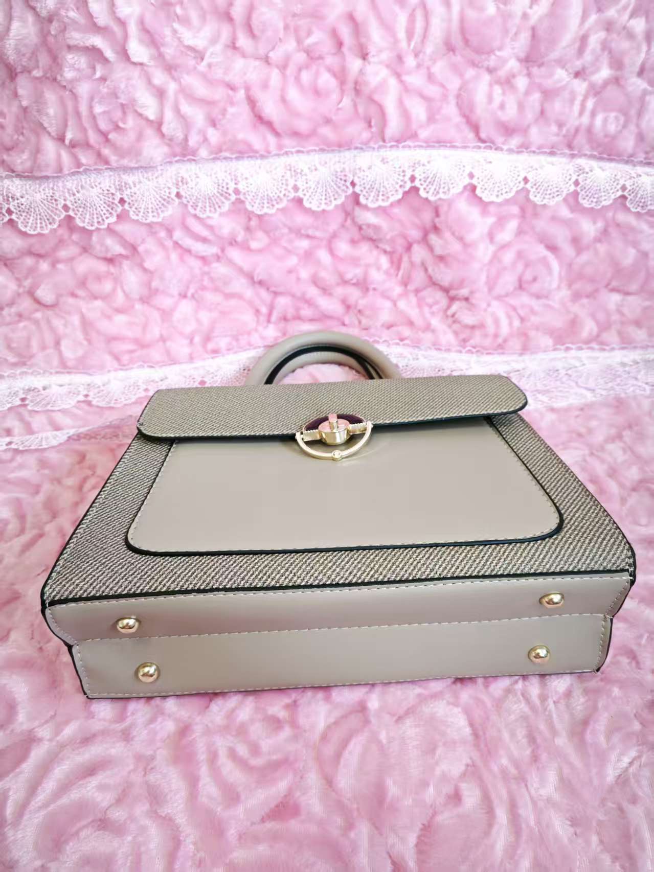 Light Brown Textured 2-Piece Handbag