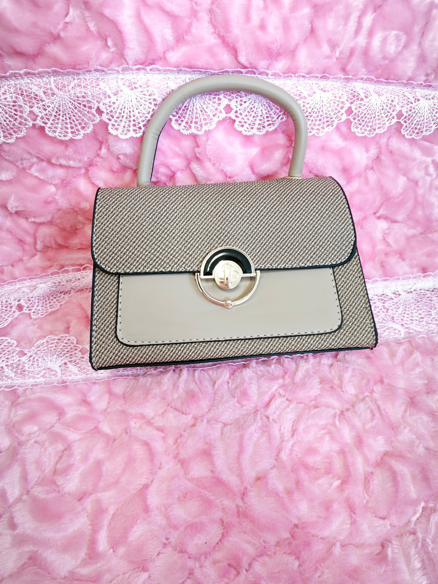 Light Brown Textured 2-Piece Handbag