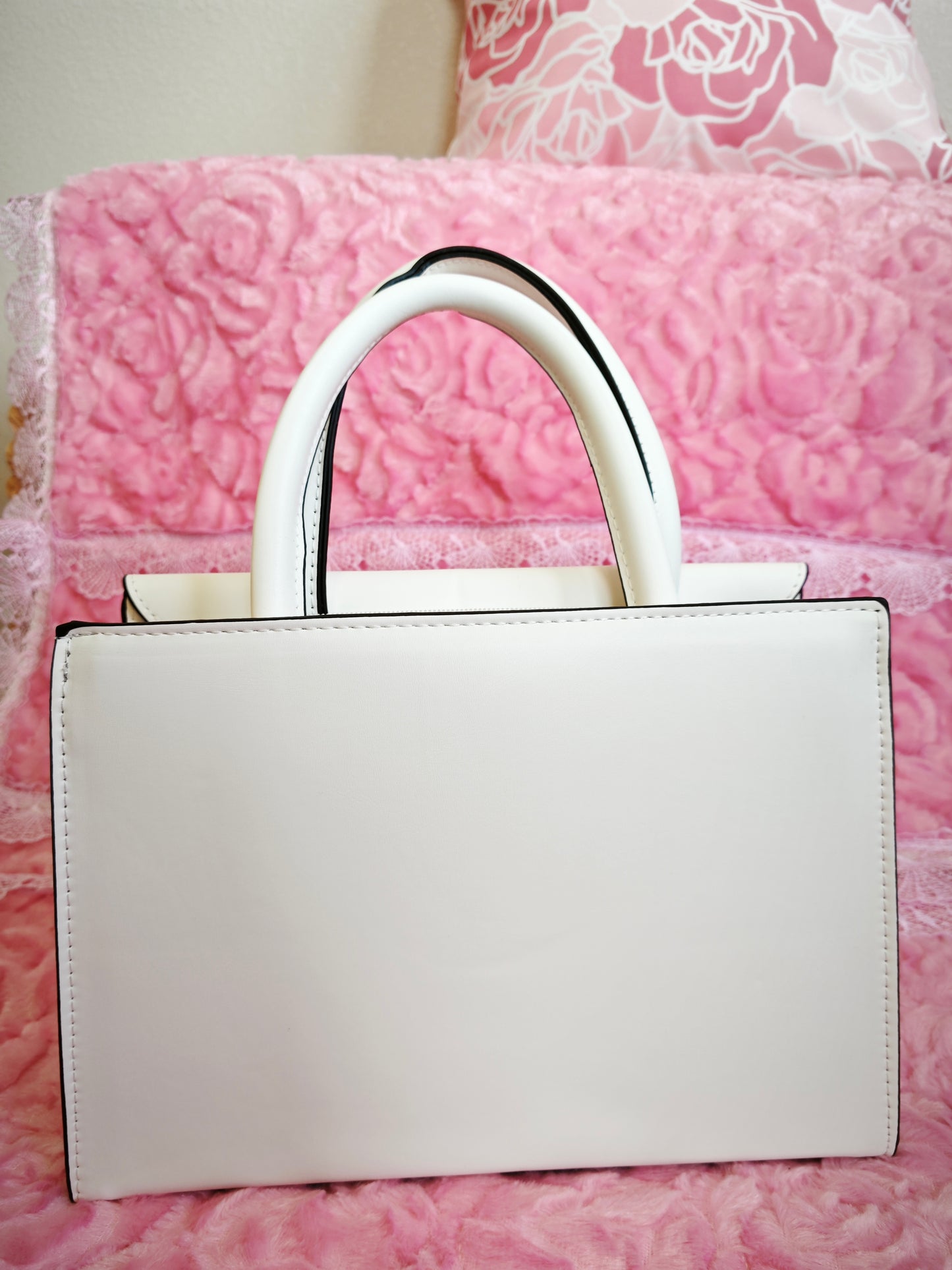 Off-White & Tan Stripe 2-Piece Handbag