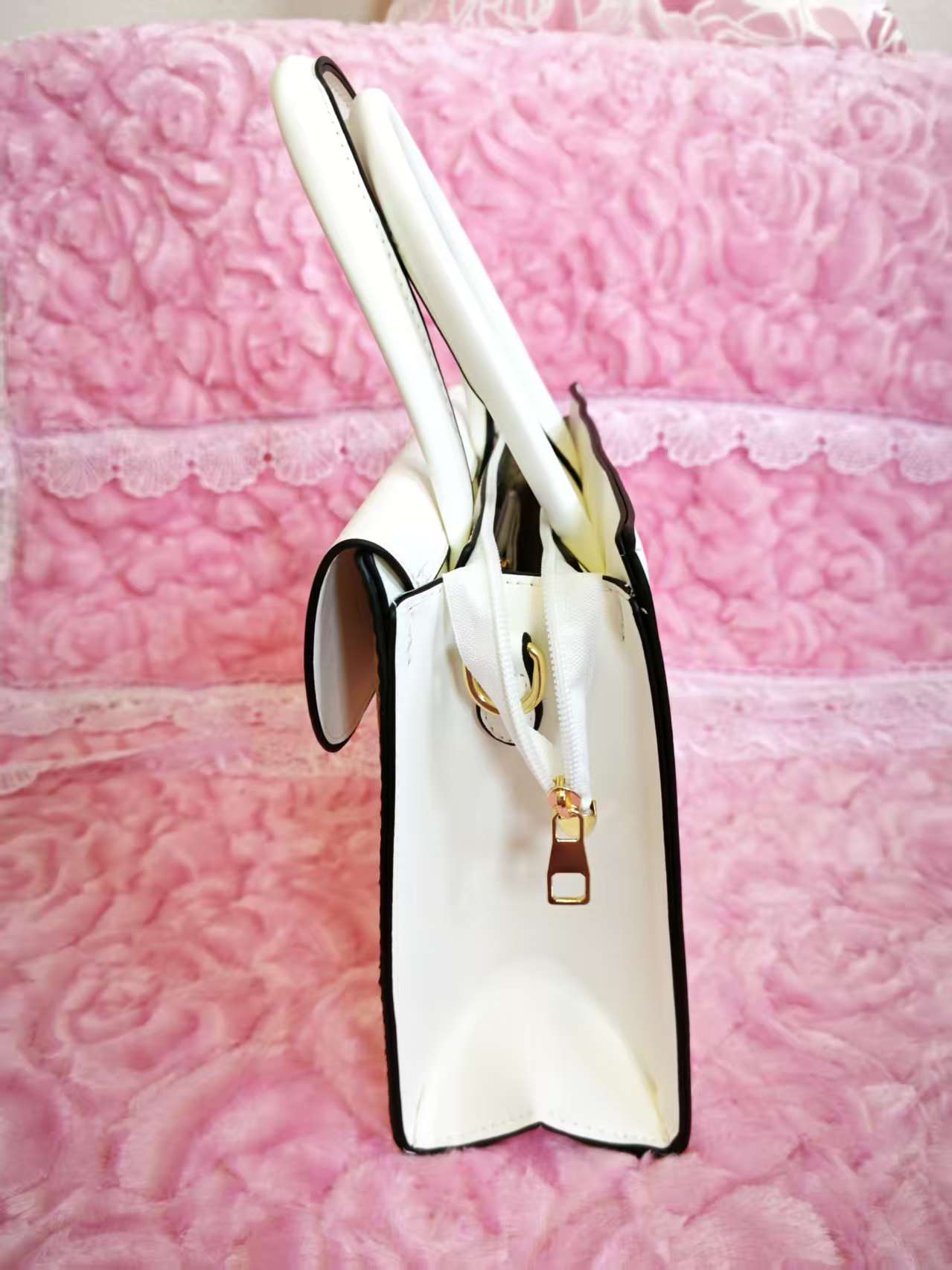 Off-White & Tan Stripe 2-Piece Handbag