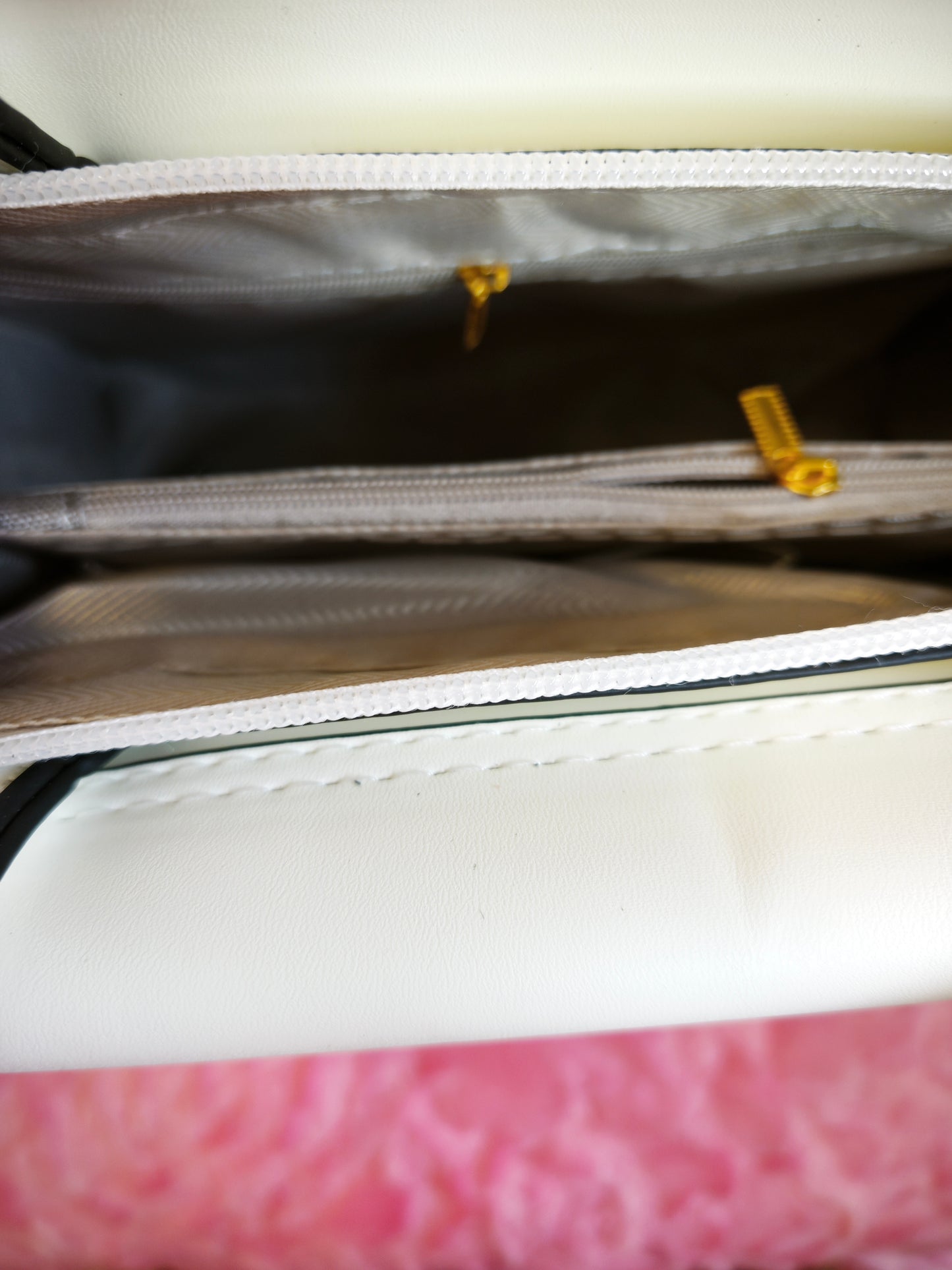 Off-White & Tan Stripe 2-Piece Handbag