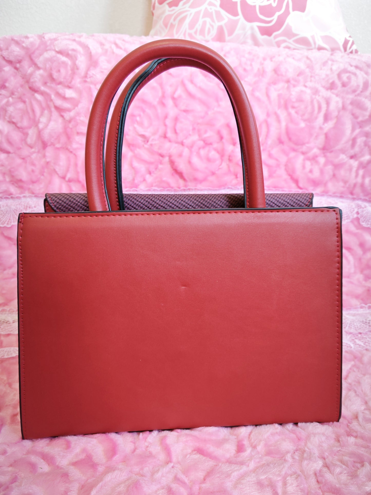Burgundy Textured 2-Piece Handbag