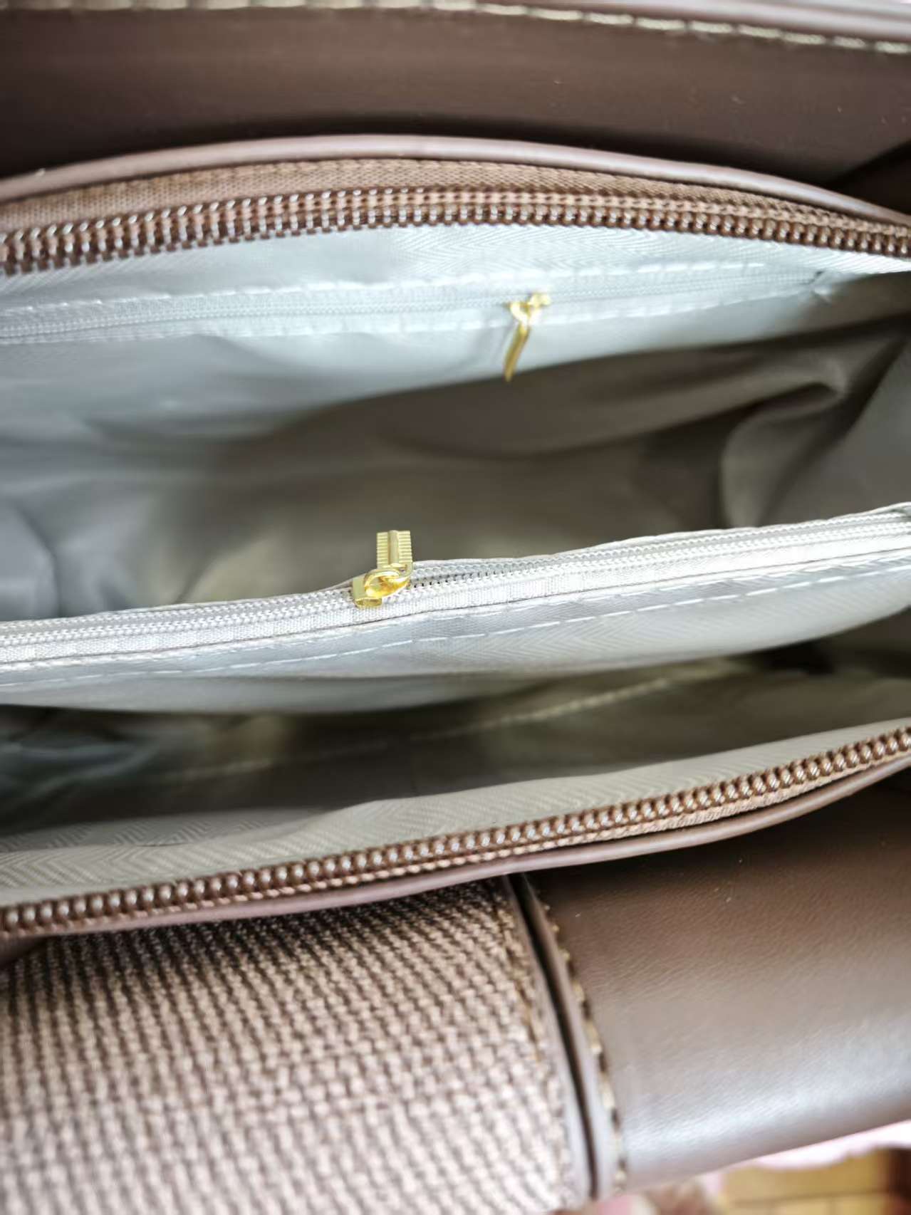 Dark Brown Textured 2-Piece Handbag