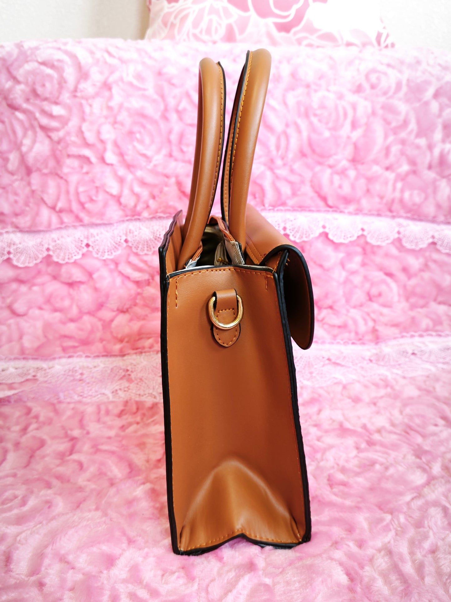 Tan & Stripe 2-Piece Handbag