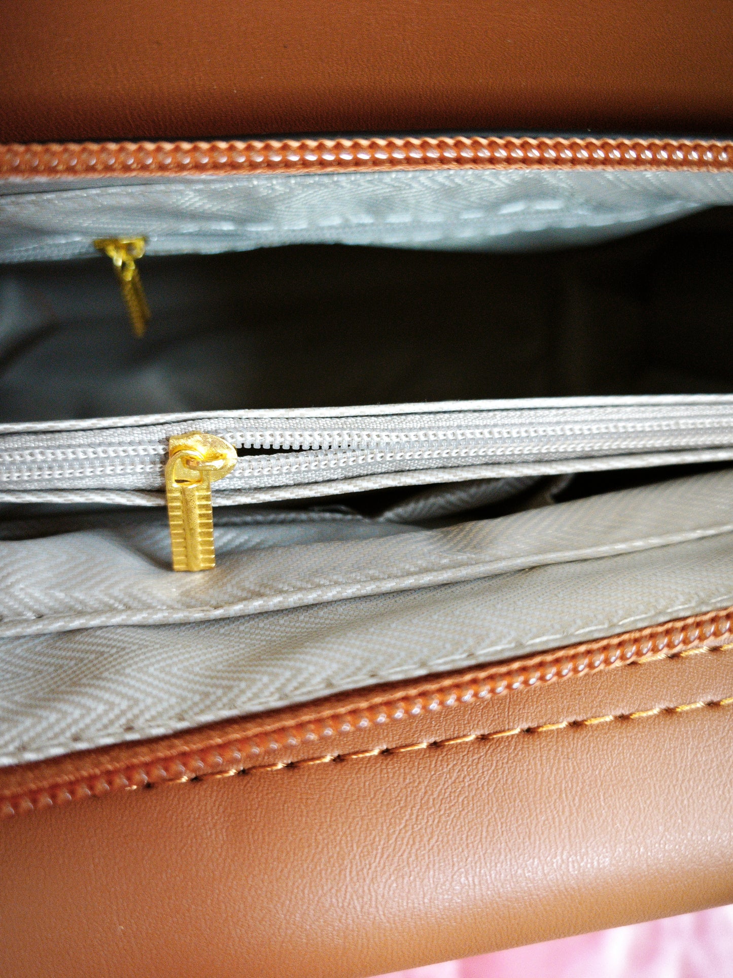 Tan & Stripe 2-Piece Handbag