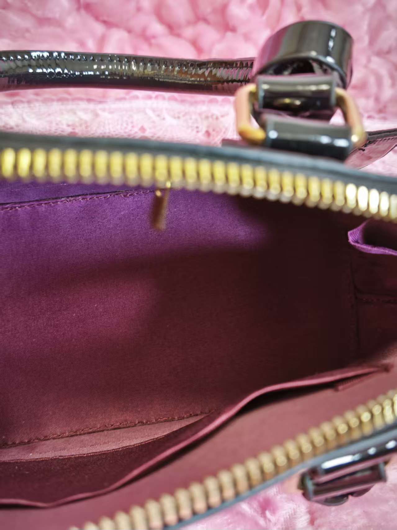 Black Patent Crocodile Dome Handbag