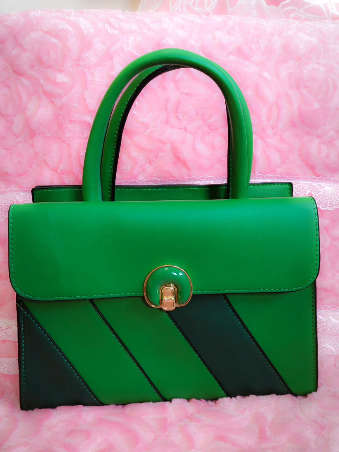 Emerald Green Color-Block 2-Piece Handbag