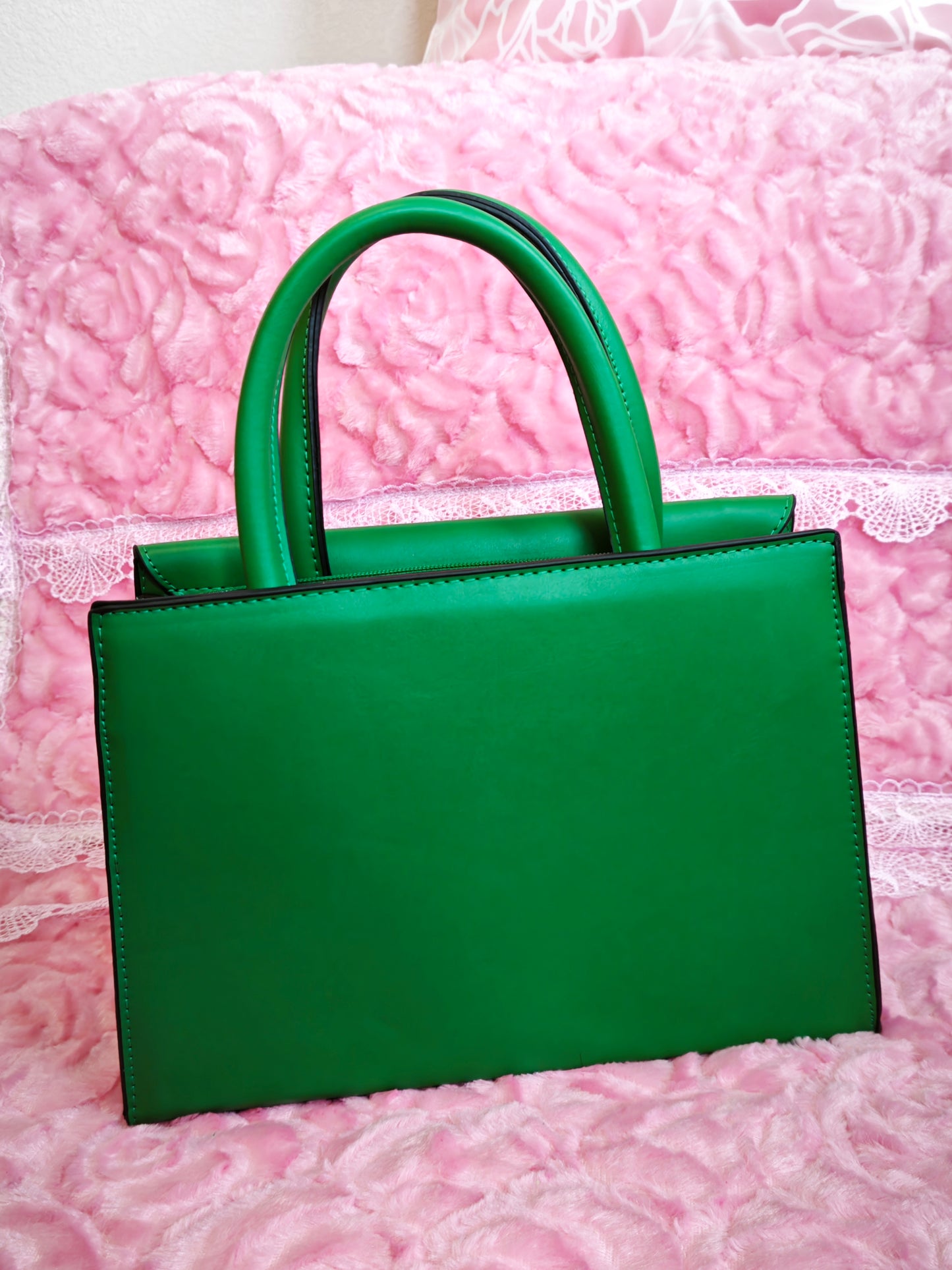 Emerald Green Color-Block 2-Piece Handbag