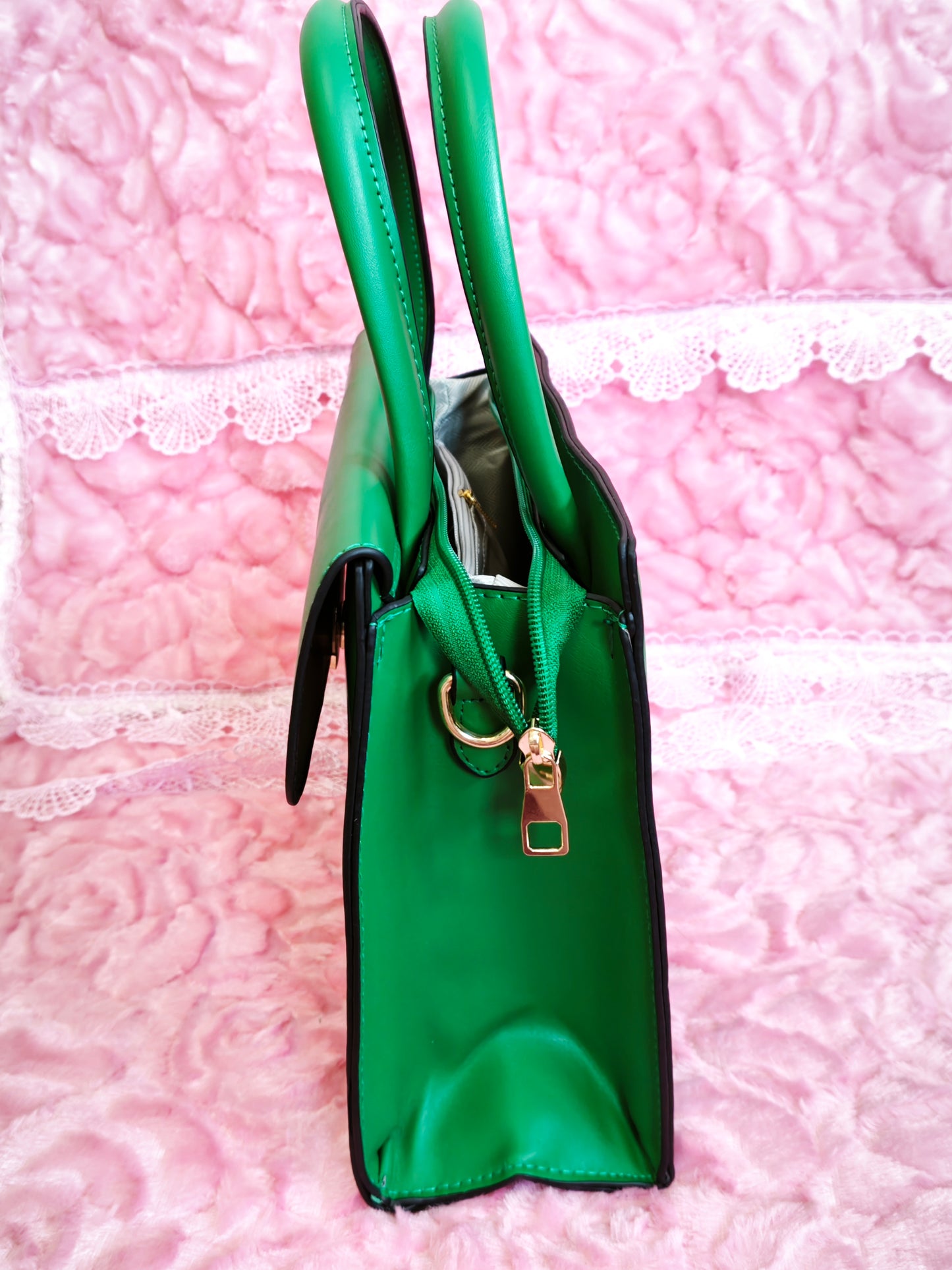 Emerald Green Color-Block 2-Piece Handbag