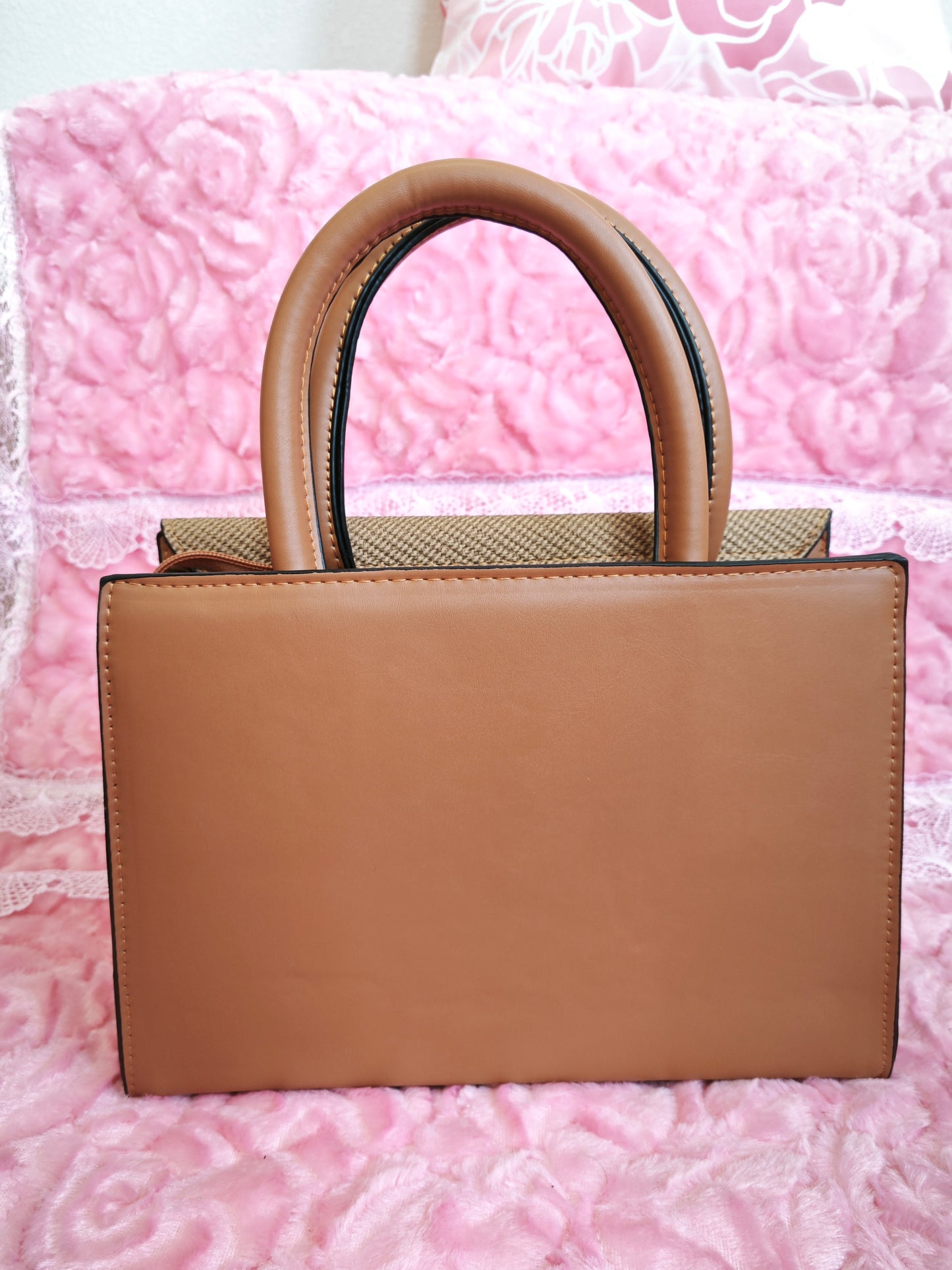 Tan Textured 2-Piece Handbag
