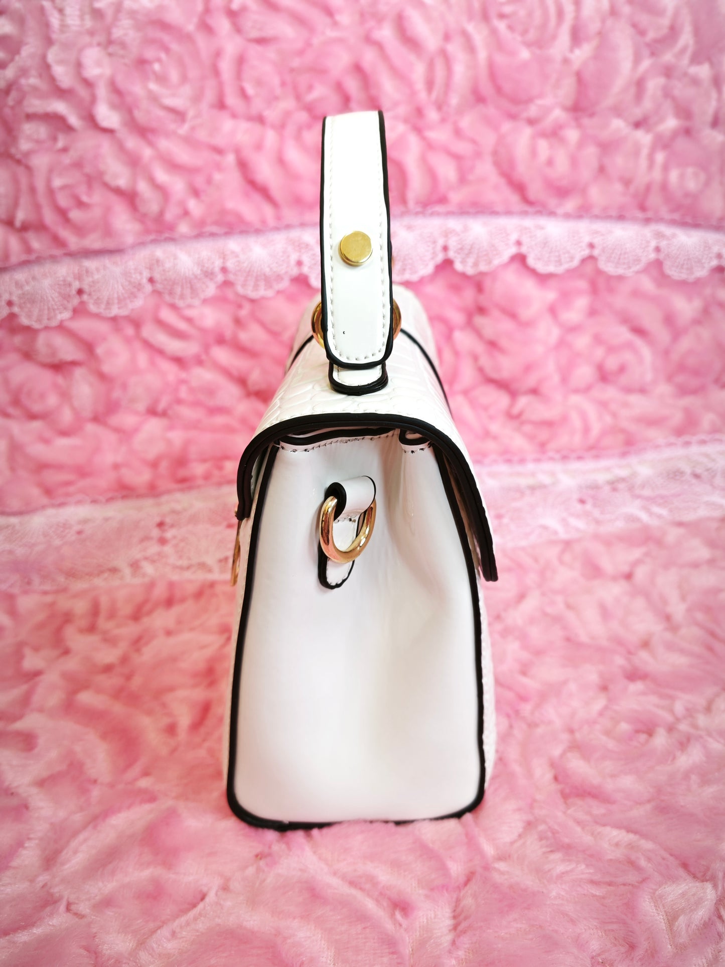 Off-White Patent Crocodile Handbag