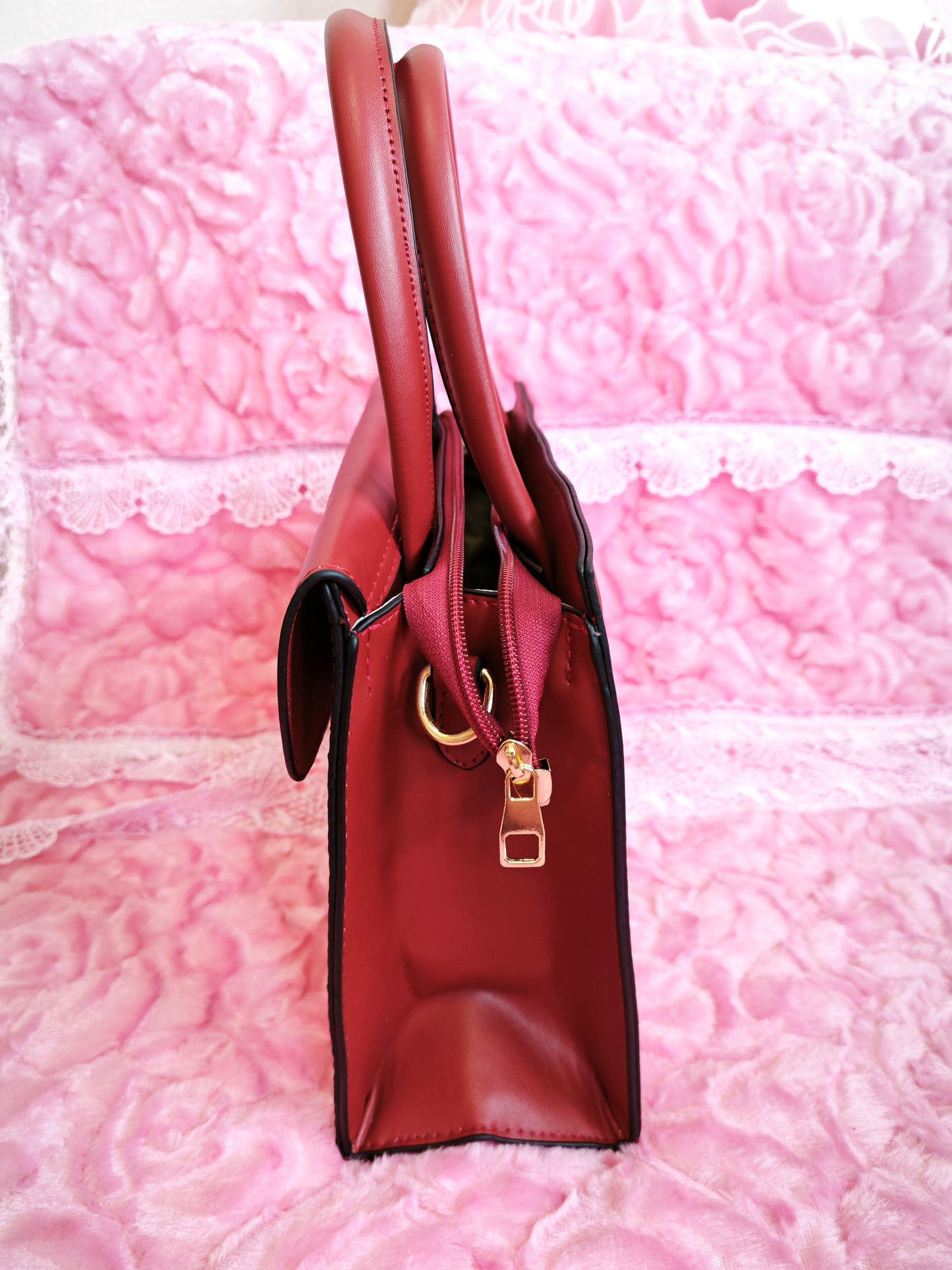 Burgundy & Multi-Stripe 2-Piece Handbag