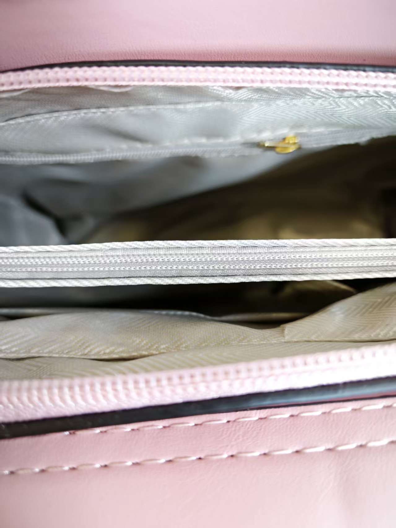 Soft Pink & Tan Stripe 2-Piece Handbag