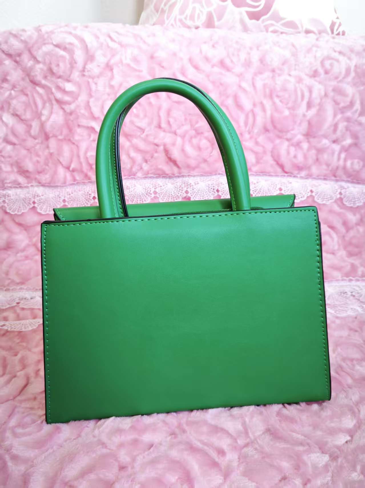 Emerald Green Pleated 2-Piece Handbag