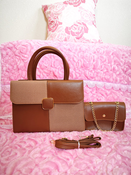 Tan Textured 2-Piece Handbag