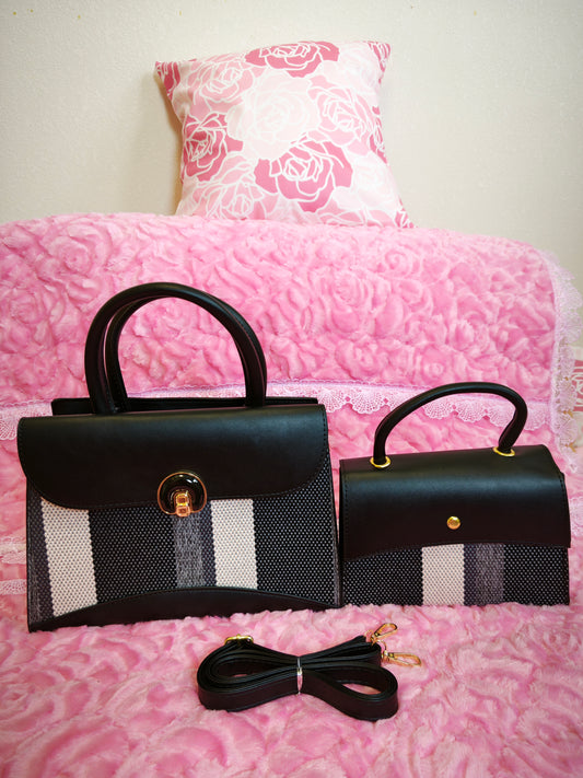 Black & White Stripe 2-Piece Handbag