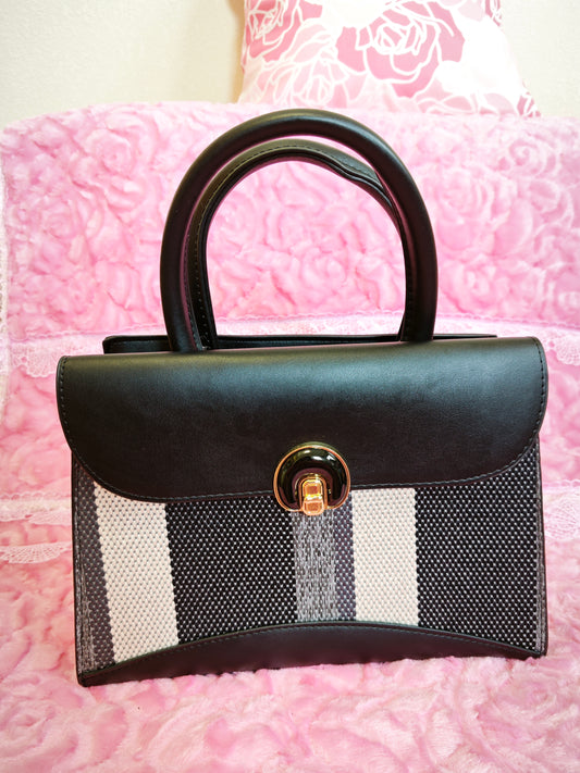 Black & White Stripe 2-Piece Handbag