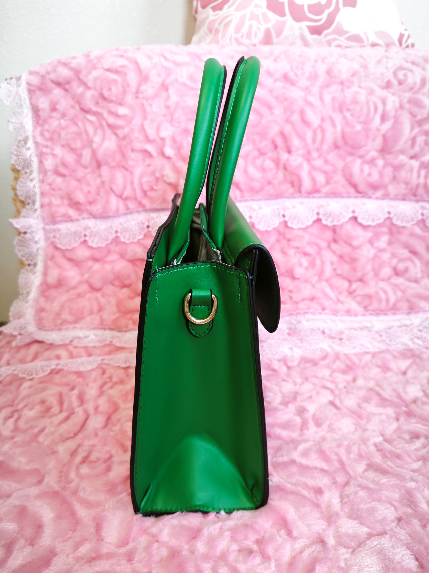 Emerald Green & Multi-Stripe 2-Piece Handbag