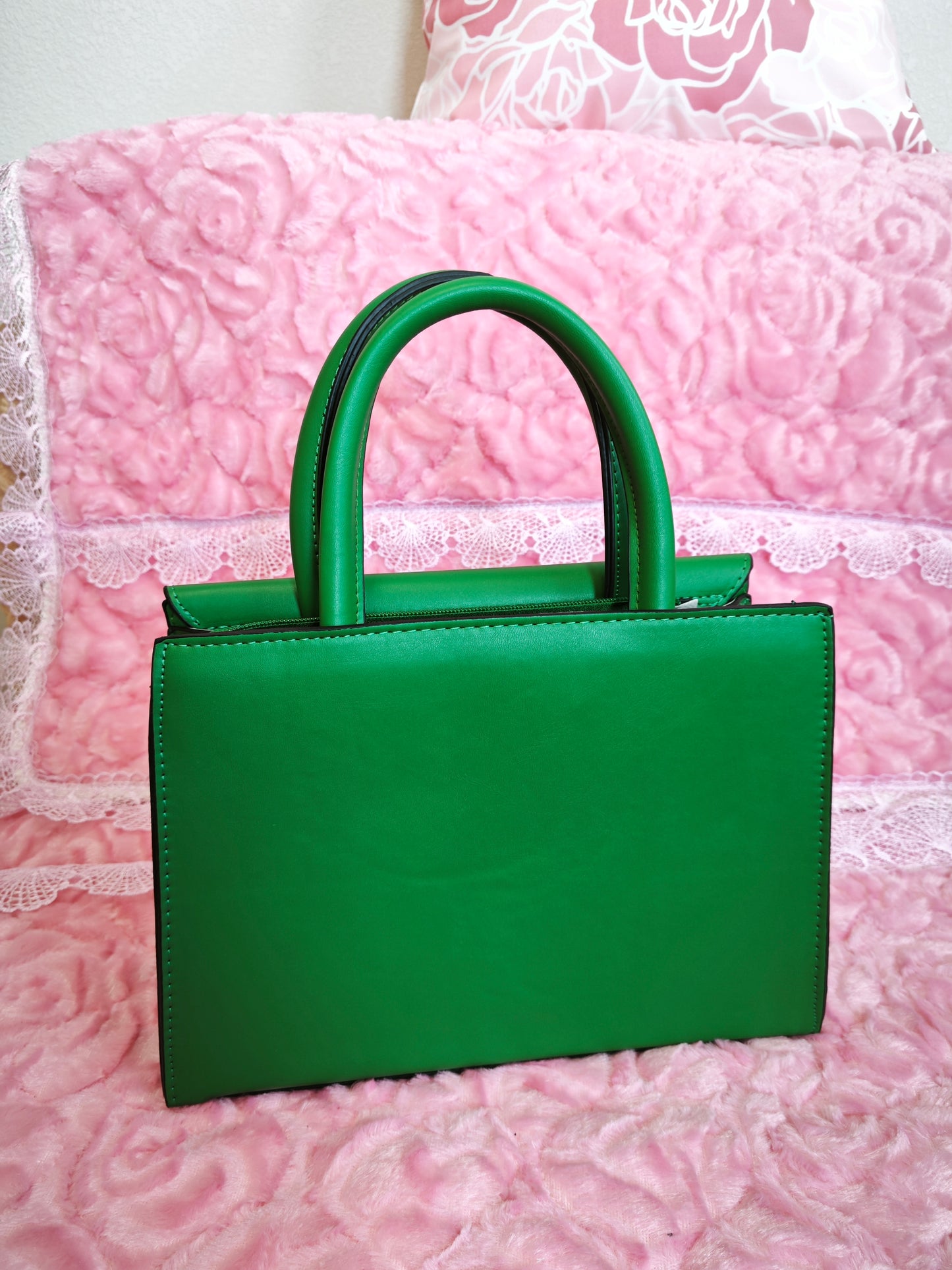 Emerald Green & Multi-Stripe 2-Piece Handbag