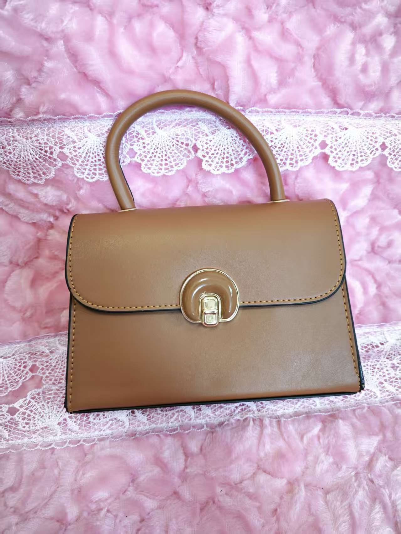 Tan Color-Block 2-Piece Handbag