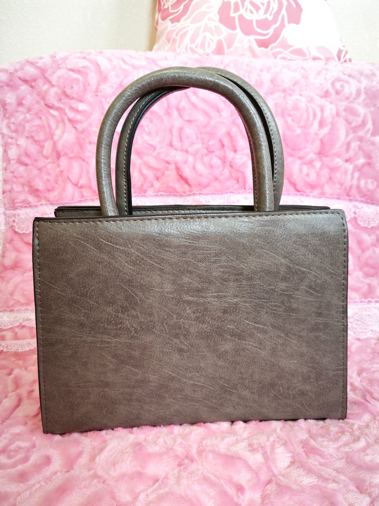 Dark Gray Quilted 3-Piece Handbag