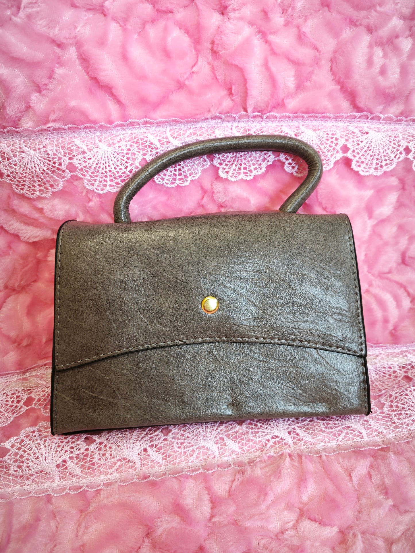 Dark Gray Quilted 3-Piece Handbag