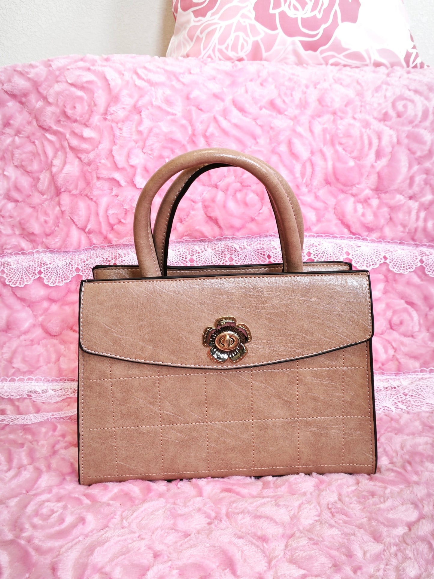 Light Brown Quilted 2-Piece Handbag