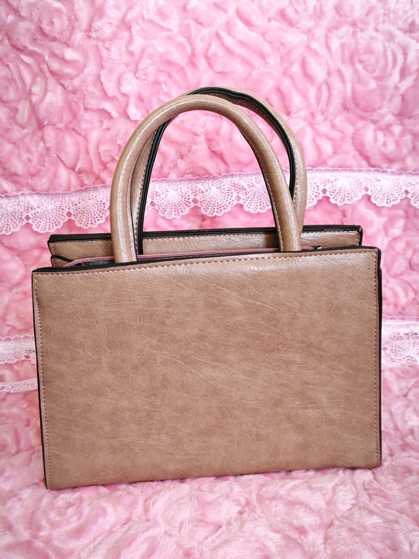 Light Brown Quilted 2-Piece Handbag