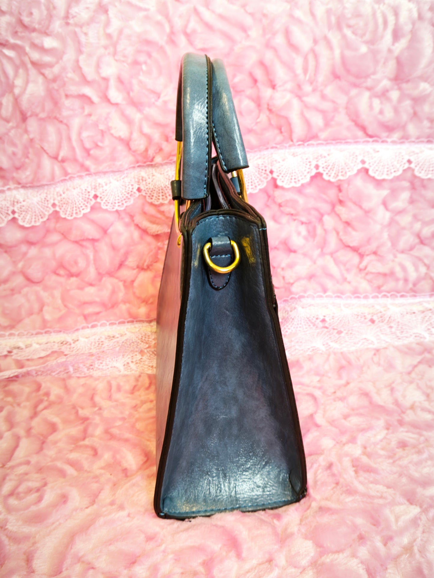 Hazy Blue Metal-Ring 2-Piece Handbag